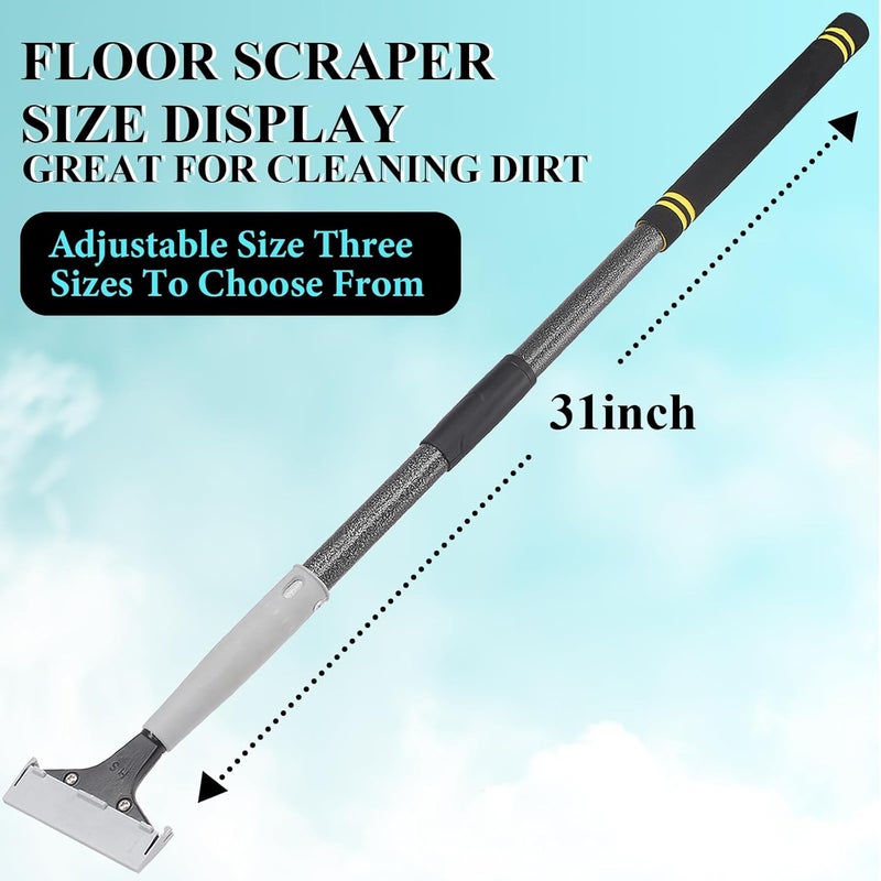 Frebuta Floor Scrapers Long Handle Heavy Duty ,31In 4“ Razor Blades Scraper with 10PC Floor Blades Sponge Handle Iron Tube Scraper for Cleaning Quick and Easy Removal Price Stickers Gum - Image 2